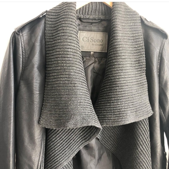 Ci Sono black faux leather open front jacket - Picture 2 of 4